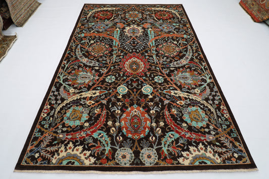 200 x 297 cm | Oriental Floral Brown Afghan Tribal Hand Knotted Wool Carpet