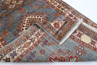 86 x 304 cm | Kazak Blueish Grey Afghan Hand Knotted Runner