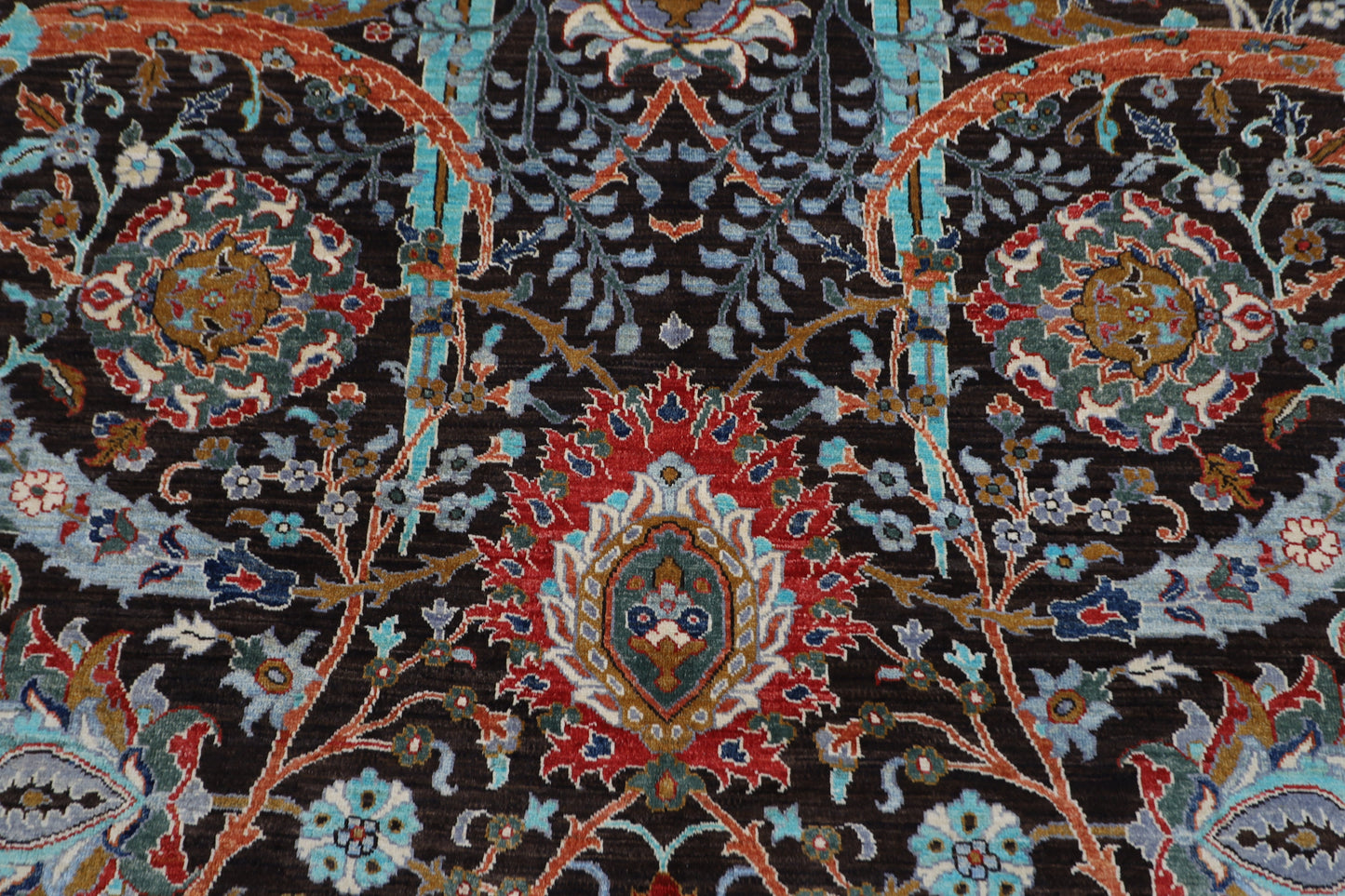 200 x 297 cm | Oriental Floral Brown Afghan Tribal Hand Knotted Wool Carpet