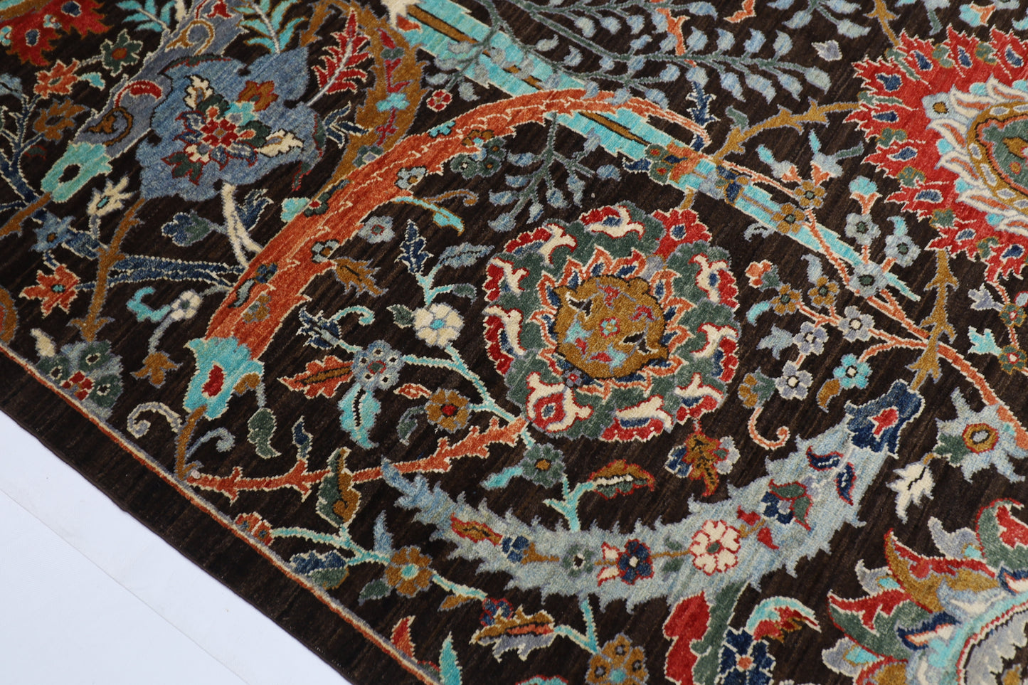200 x 297 cm | Oriental Floral Brown Afghan Tribal Hand Knotted Wool Carpet