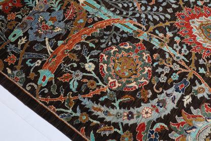 200 x 297 cm | Oriental Floral Brown Afghan Tribal Hand Knotted Wool Carpet