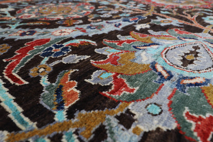 200 x 297 cm | Oriental Floral Brown Afghan Tribal Hand Knotted Wool Carpet