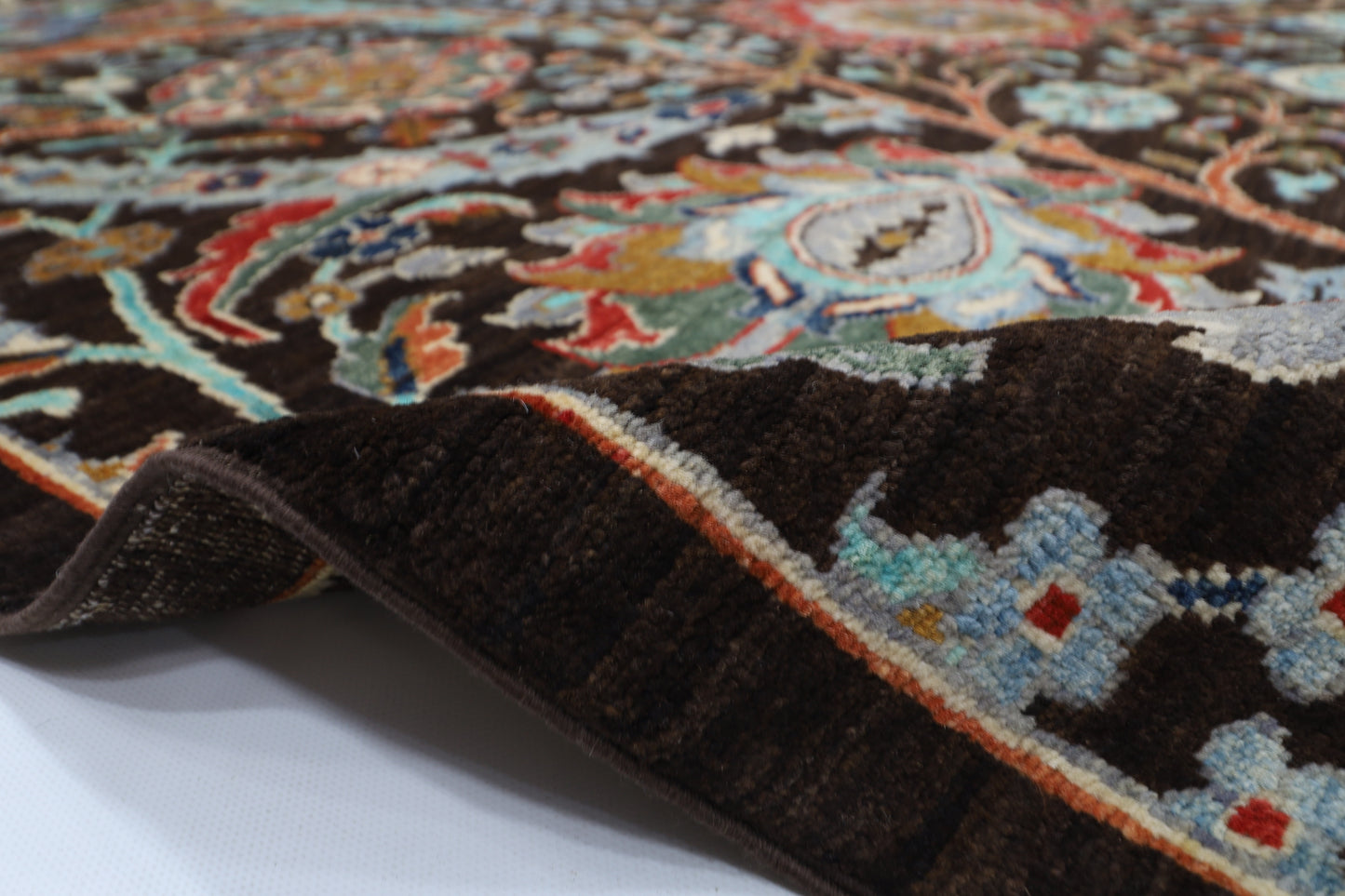 200 x 297 cm | Oriental Floral Brown Afghan Tribal Hand Knotted Wool Carpet