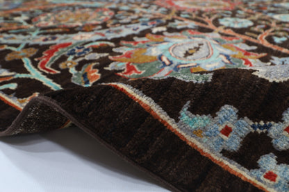 200 x 297 cm | Oriental Floral Brown Afghan Tribal Hand Knotted Wool Carpet