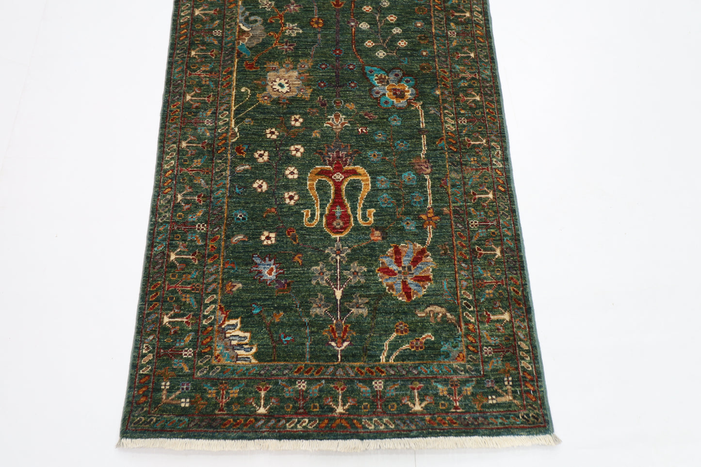 82 x 260 cm | Sultani Green Afghan Hand Knotted Runner