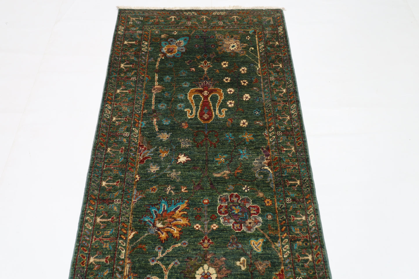 82 x 260 cm | Sultani Green Afghan Hand Knotted Runner