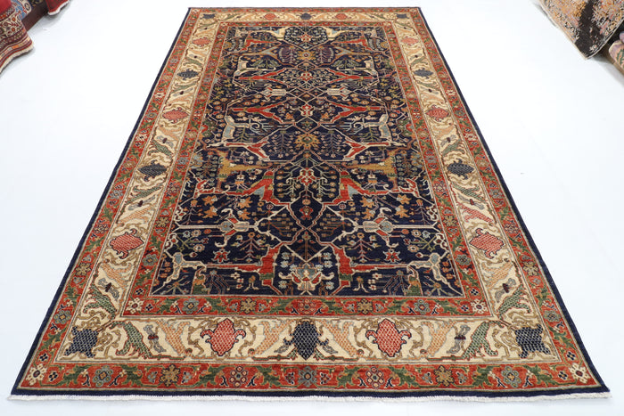 204 x 306 cm | Navy Blue Afghan Veg Dye Wool carpet