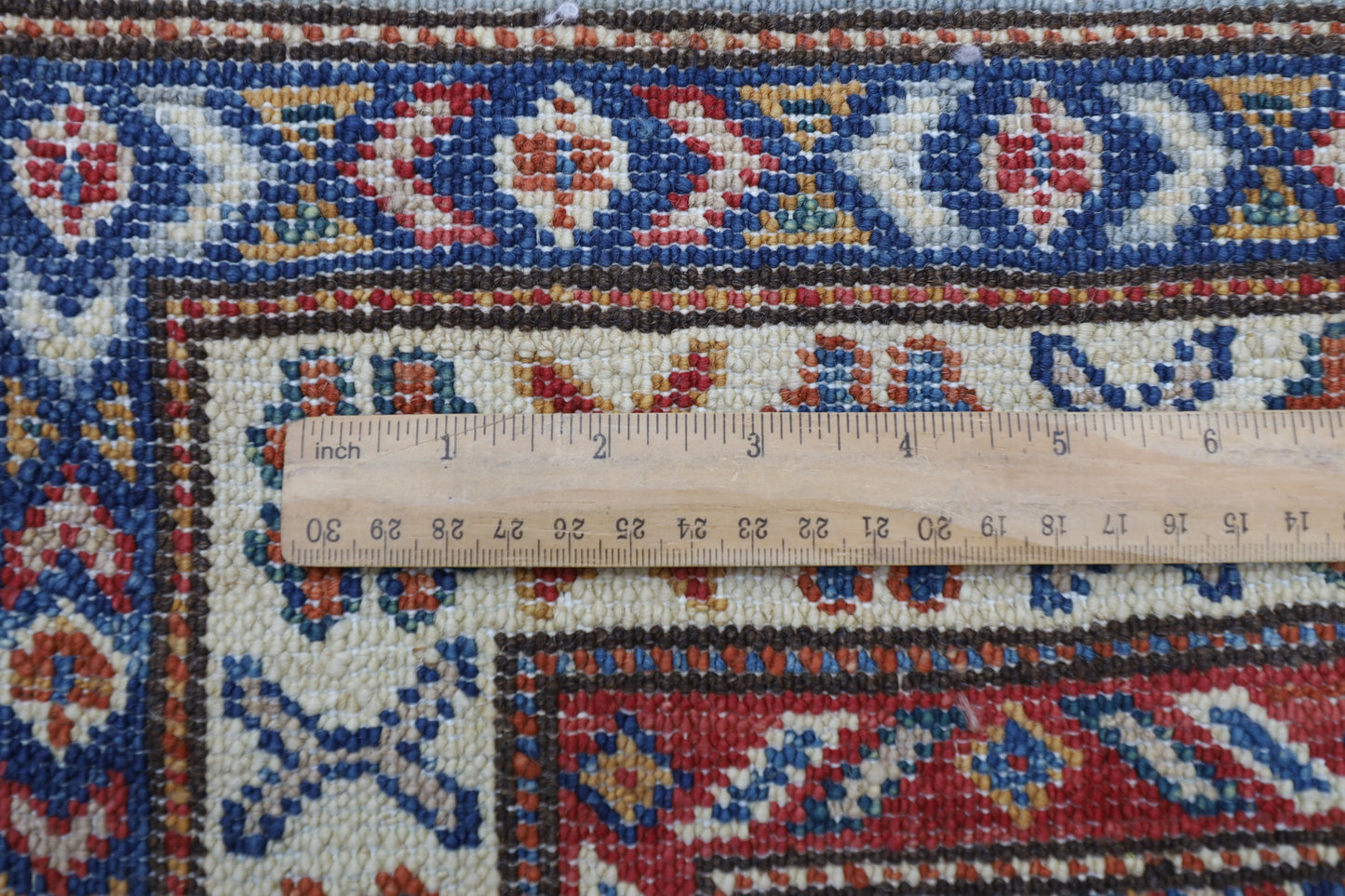79 x 289 cm | Kazak Blueish Grey Afghan Hand Knotted Runner