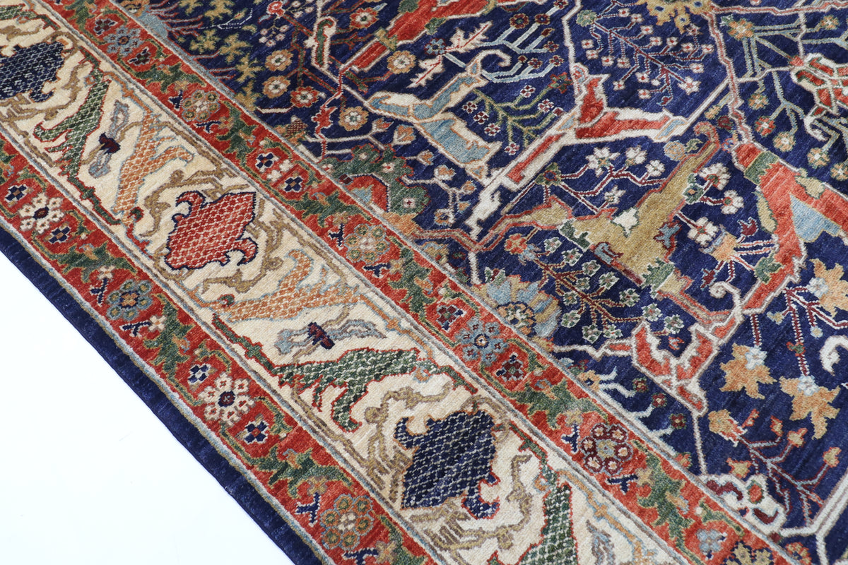 204 x 306 cm | Navy Blue Afghan Veg Dye Wool carpet