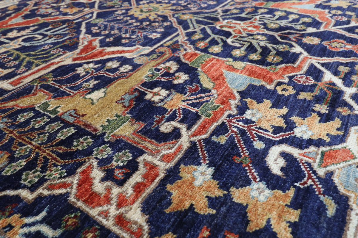 204 x 306 cm | Navy Blue Afghan Veg Dye Wool carpet