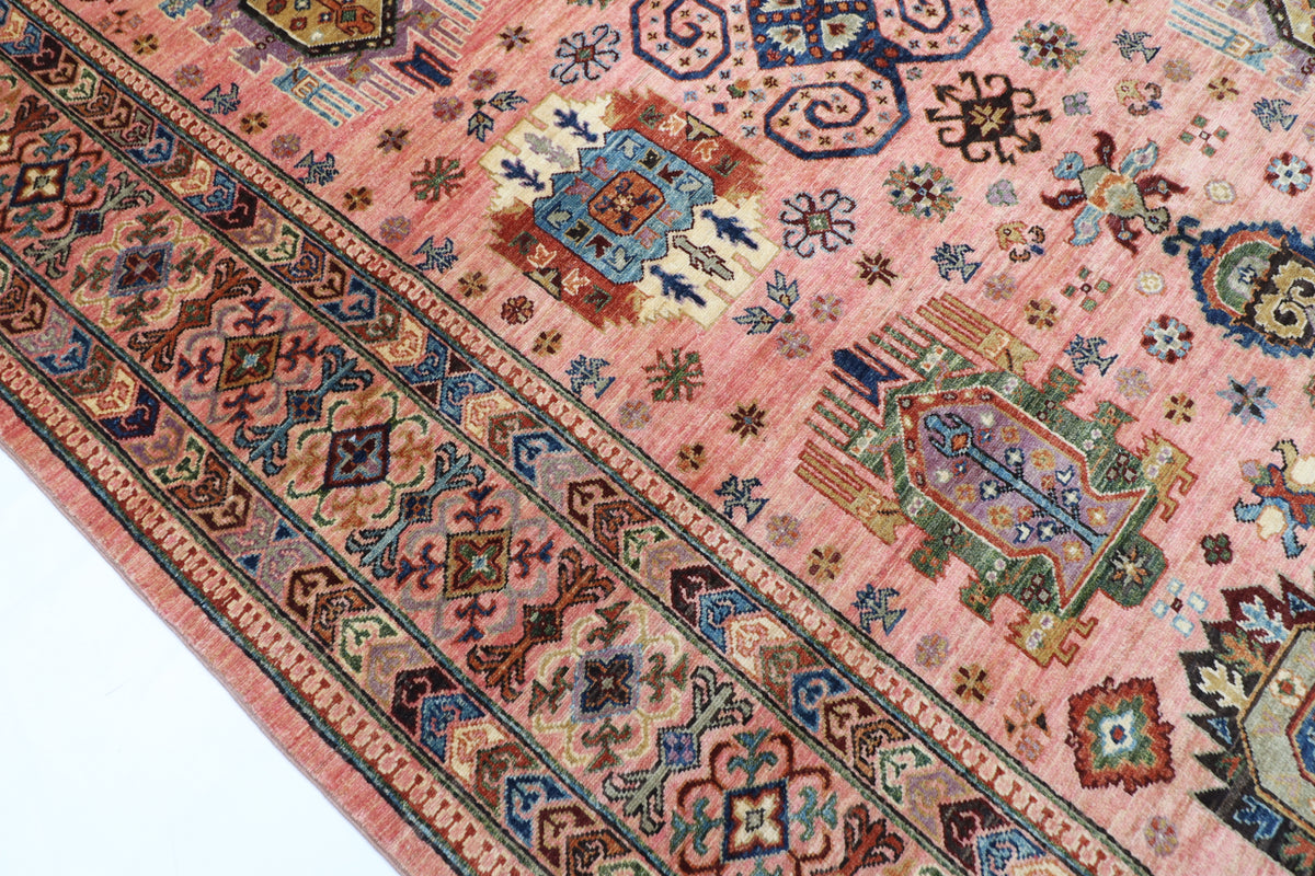 205 x 300 cm | Pink Waziri Afghan Veg Dye Wool carpet