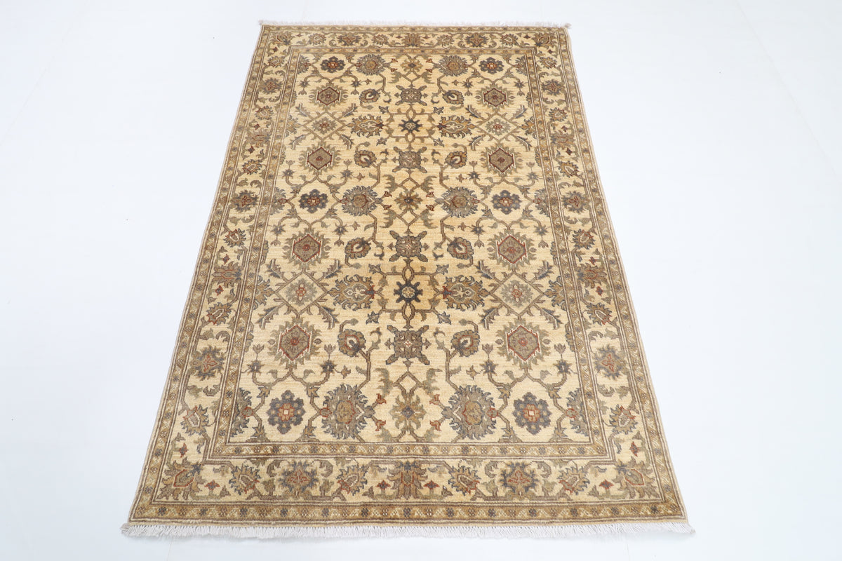 125 x 185 cm | Floral Beige Afghan Veg Dye Wool carpet