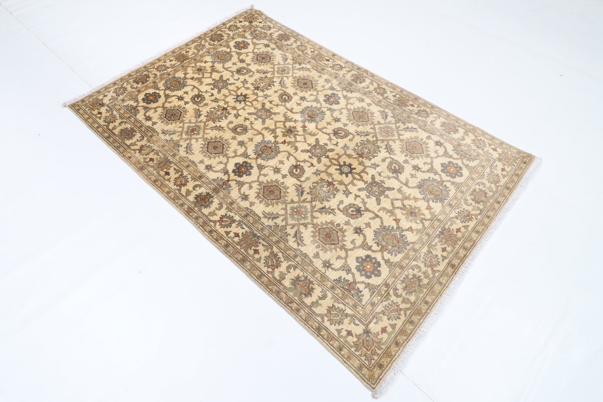 125 x 185 cm | Floral Beige Afghan Veg Dye Wool carpet