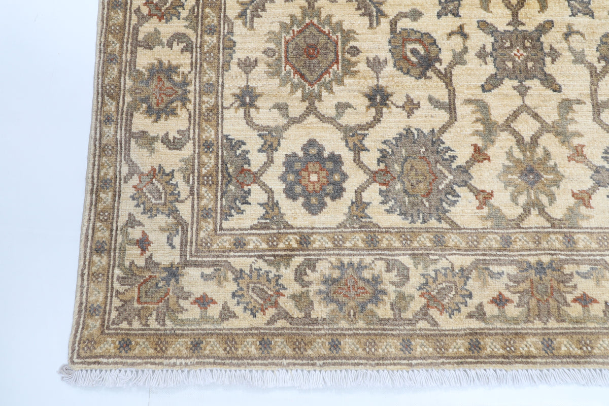 125 x 185 cm | Floral Beige Afghan Veg Dye Wool carpet