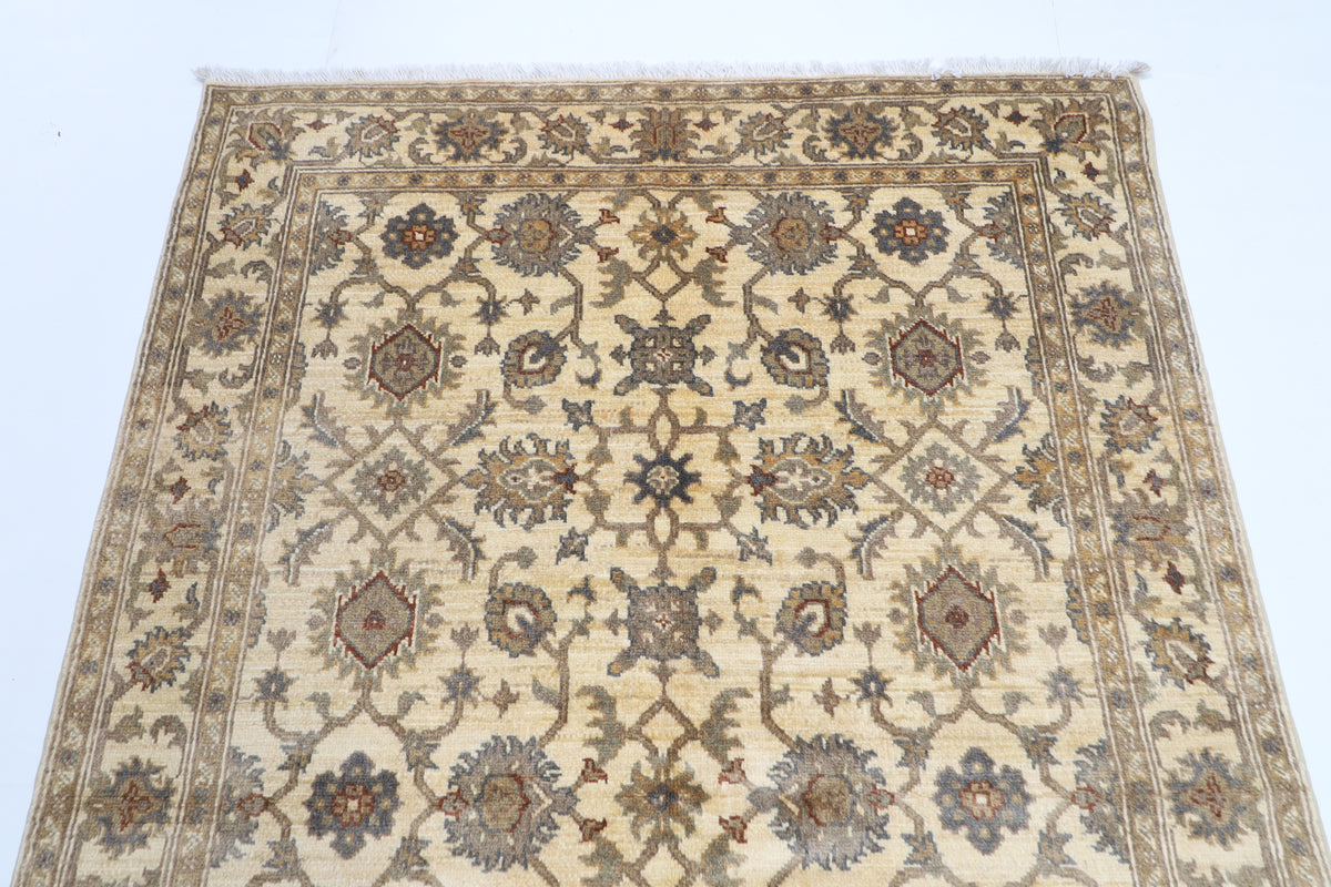 125 x 185 cm | Floral Beige Afghan Veg Dye Wool carpet
