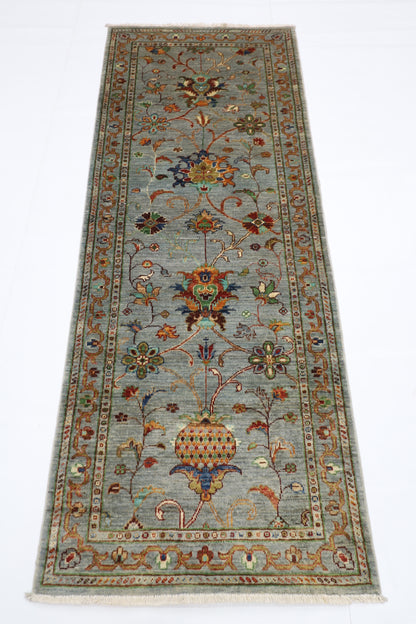 75 x 197 cm | Sultani Blueish Grey Afghan Hand Knotted Runner