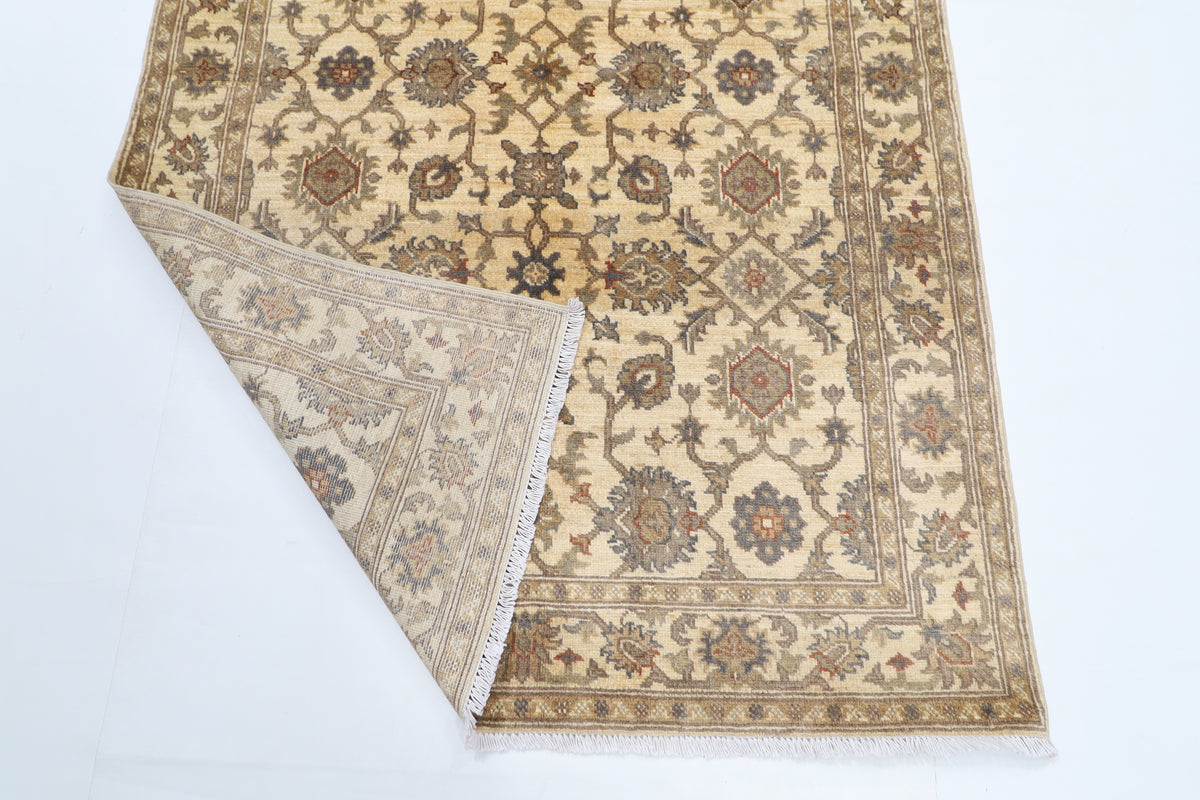 125 x 185 cm | Floral Beige Afghan Veg Dye Wool carpet