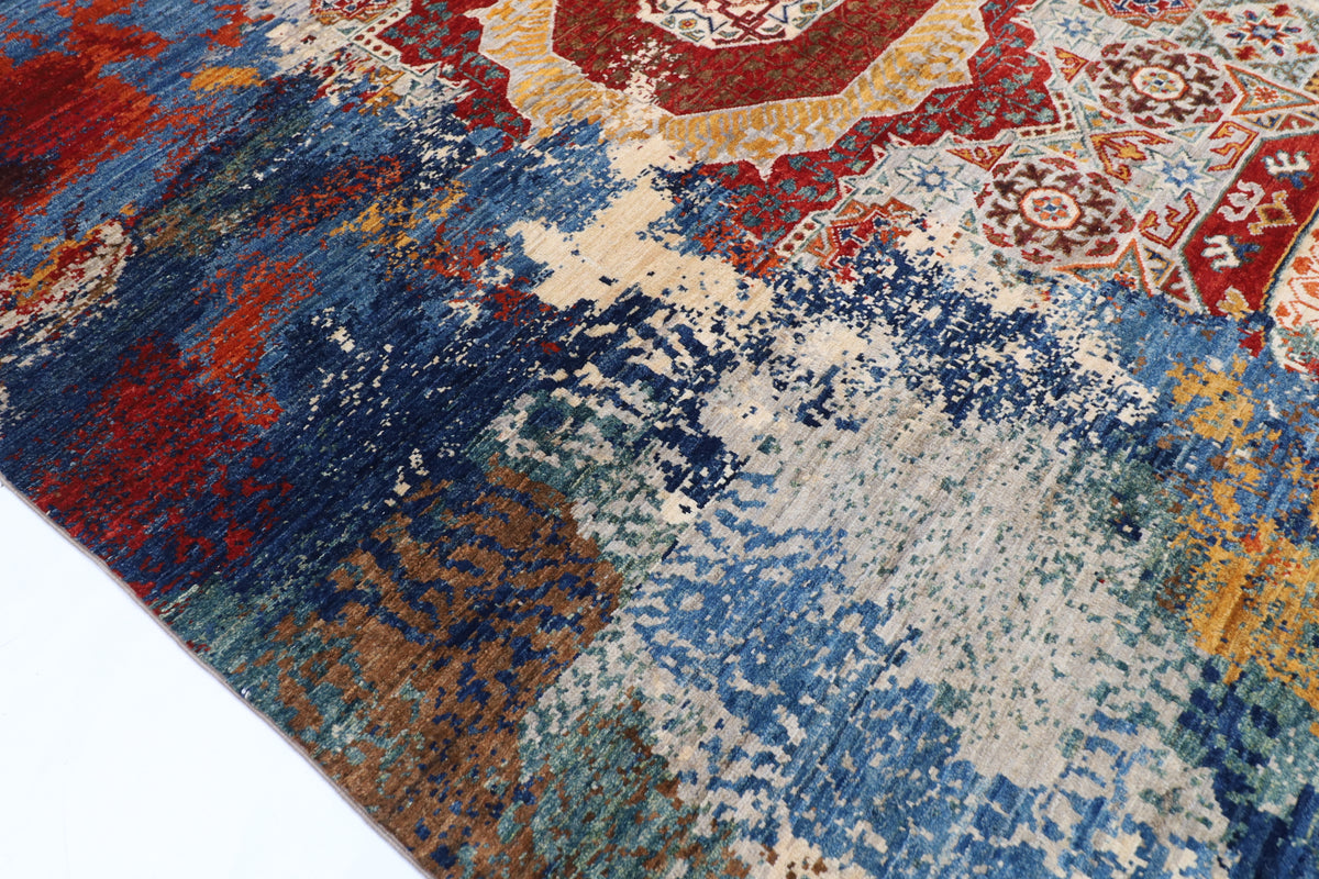 198 x 294 cm | Abstract Afghan Veg Dye Wool carpet