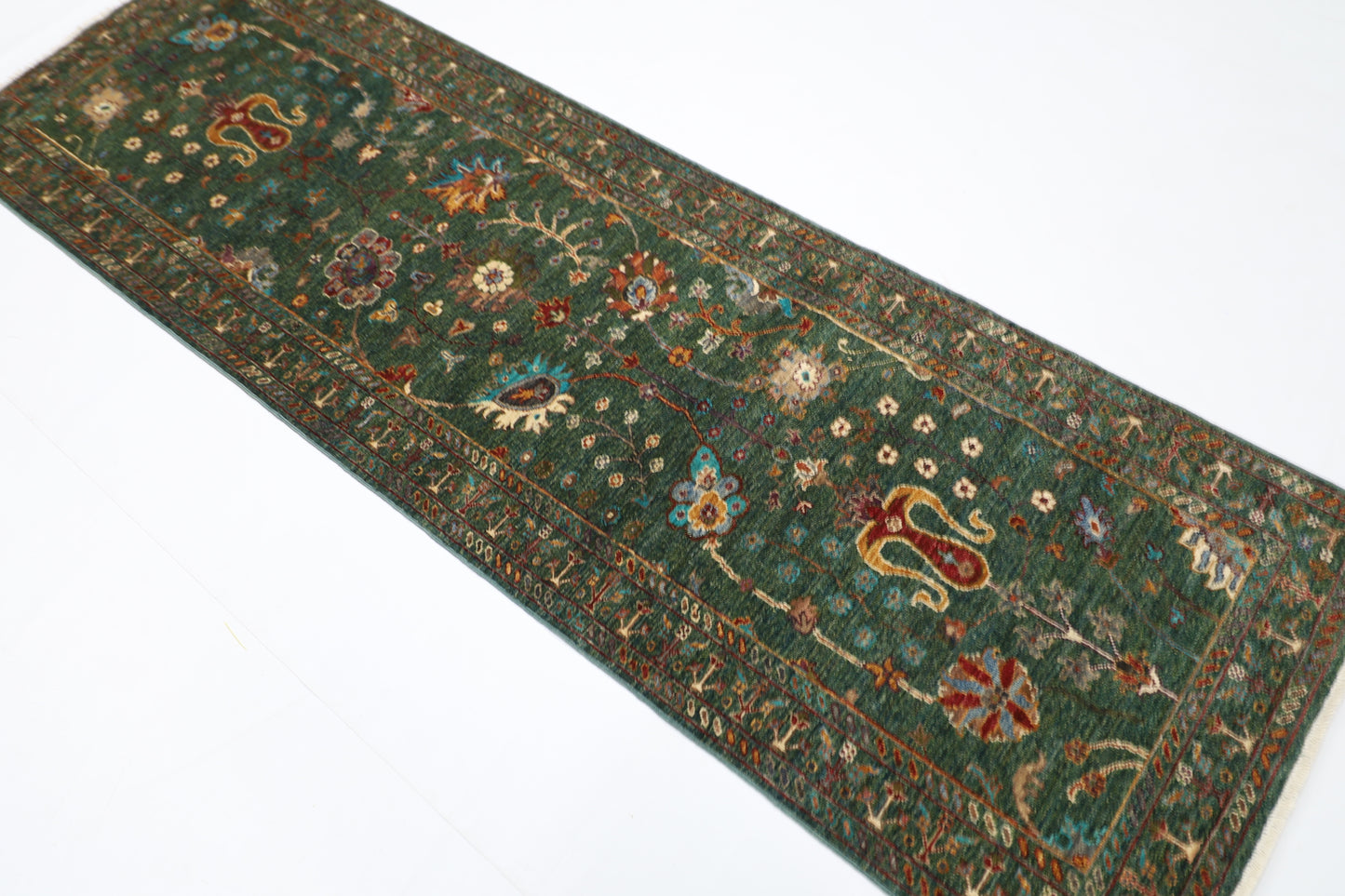 83 x 260 cm | Sultani Green Afghan Hand Knotted Runner