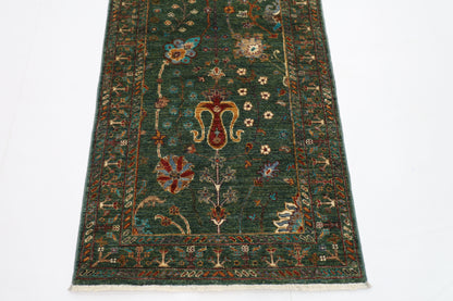 83 x 260 cm | Sultani Green Afghan Hand Knotted Runner