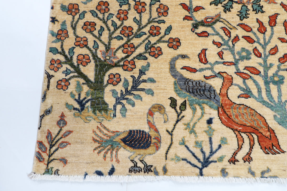 153 x 198 cm | Birds Afghan Veg Dye Wool carpet
