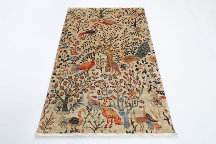 119 x 181 cm | Birds Afghan Veg Dye Wool carpet
