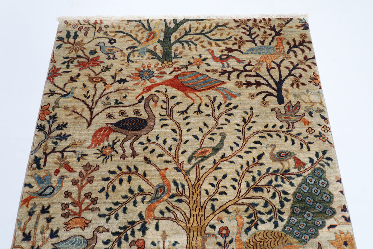 119 x 181 cm | Birds Afghan Veg Dye Wool carpet