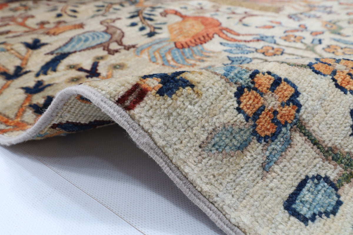 119 x 181 cm | Birds Afghan Veg Dye Wool carpet