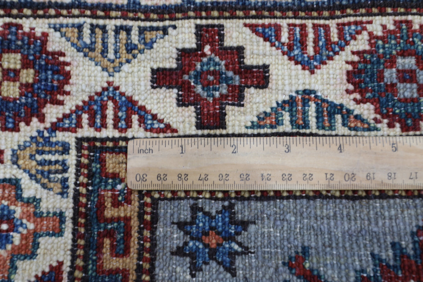 59 x 170 cm | Kazak Blueish Grey Afghan Hand Knotted Runner