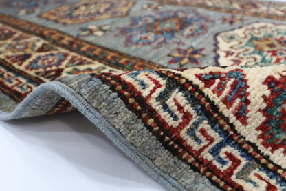 62 x 171 cm | Kazak Blueish Grey Afghan Hand Knotted Runner