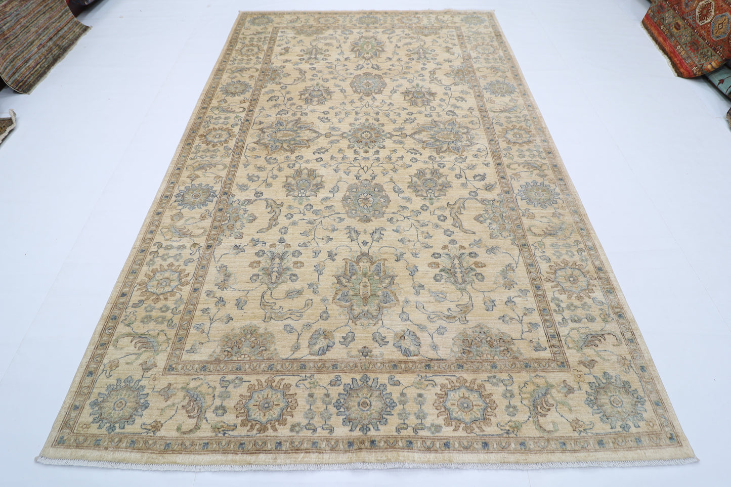 200 x 304 cm | Oriental Zeigler beige Afghan Tribal Hand Knotted Wool Carpet