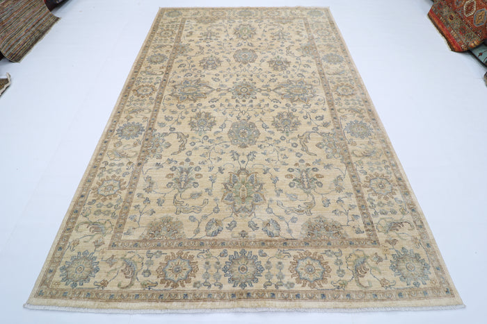 200 x 304 cm | Oriental Zeigler beige Afghan Tribal Hand Knotted Wool Carpet