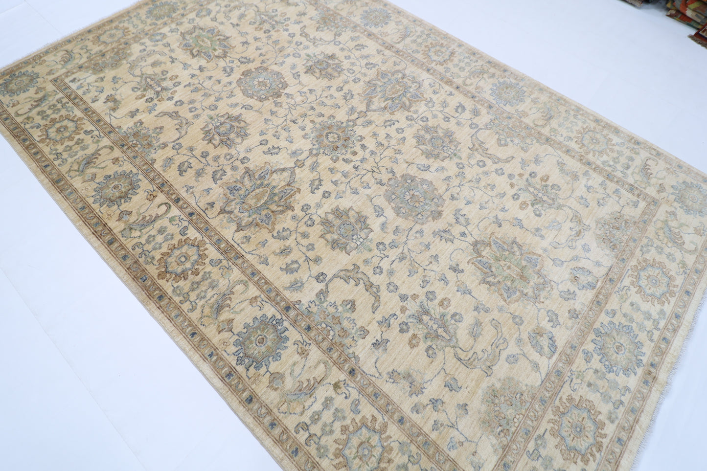 200 x 304 cm | Oriental Zeigler beige Afghan Tribal Hand Knotted Wool Carpet