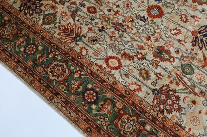 200 x 308 cm | Oriental floral Olive Green Afghan Tribal Hand Knotted Wool Carpet