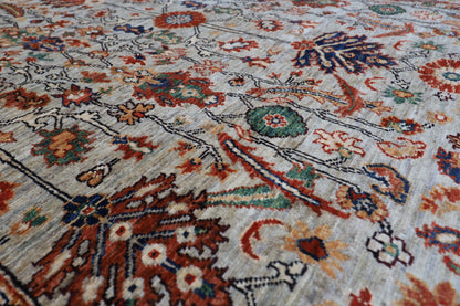 200 x 308 cm | Oriental floral Olive Green Afghan Tribal Hand Knotted Wool Carpet