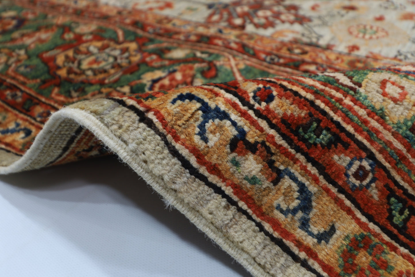 200 x 308 cm | Oriental floral Olive Green Afghan Tribal Hand Knotted Wool Carpet