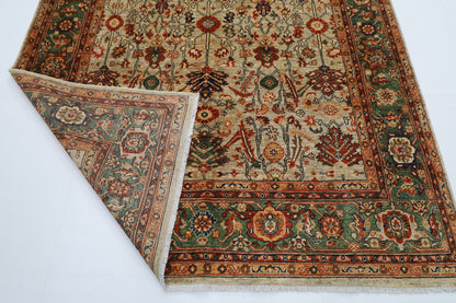 200 x 308 cm | Oriental floral Olive Green Afghan Tribal Hand Knotted Wool Carpet