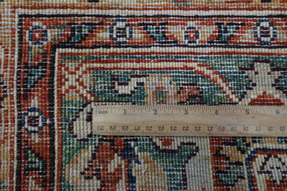 200 x 308 cm | Oriental floral Olive Green Afghan Tribal Hand Knotted Wool Carpet
