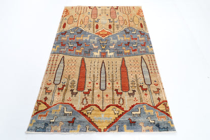 134 x 193 cm | 4'5 x 6'4 Ft Landscape Afghan Carpet