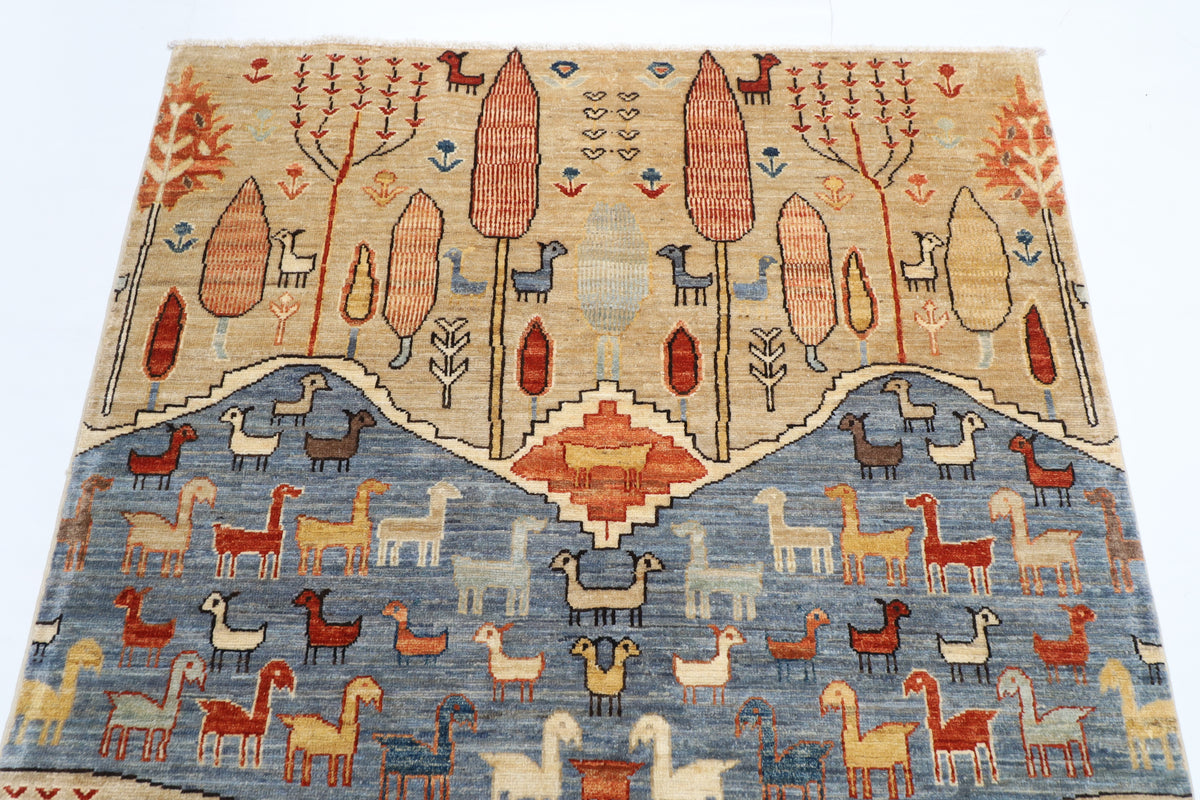 134 x 193 cm | 4'5 x 6'4 Ft Landscape Afghan Carpet