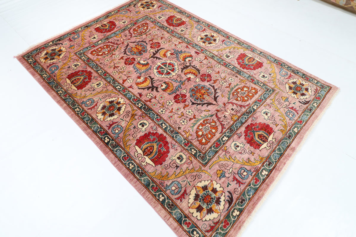 169 x 231 cm | 5'7 x 7'8 Ft Suzani Pink Afghan Carpet