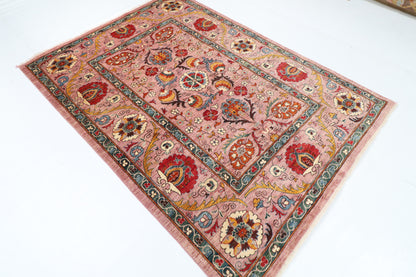 169 x 231 cm | 5'7 x 7'8 Ft Suzani Pink Afghan Carpet