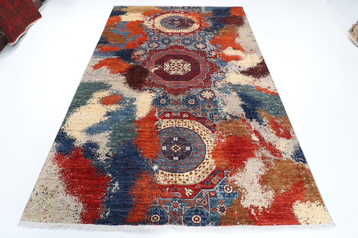 198 x 290 cm | 6'6 x 9'7 Ft Abstract Afghan Carpet