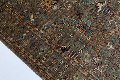 184 x 271 cm | Oriental Floral Gray Afghan Tribal Hand Knotted Wool Carpet