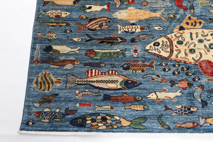 200 x 296 cm | 6'7 x 9'9 Ft Fish Afghan Carpet