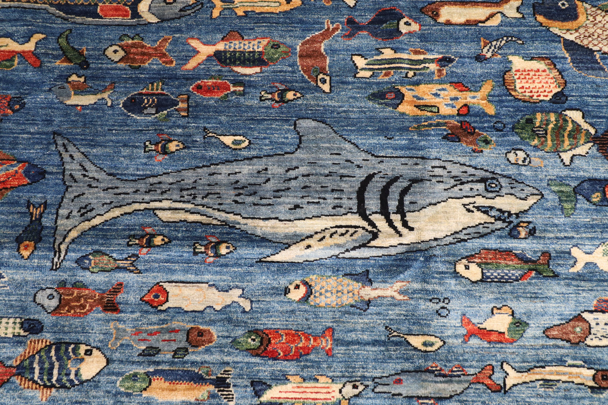 200 x 296 cm | 6'7 x 9'9 Ft Fish Afghan Carpet