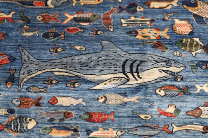 200 x 296 cm | 6'7 x 9'9 Ft Fish Afghan Carpet