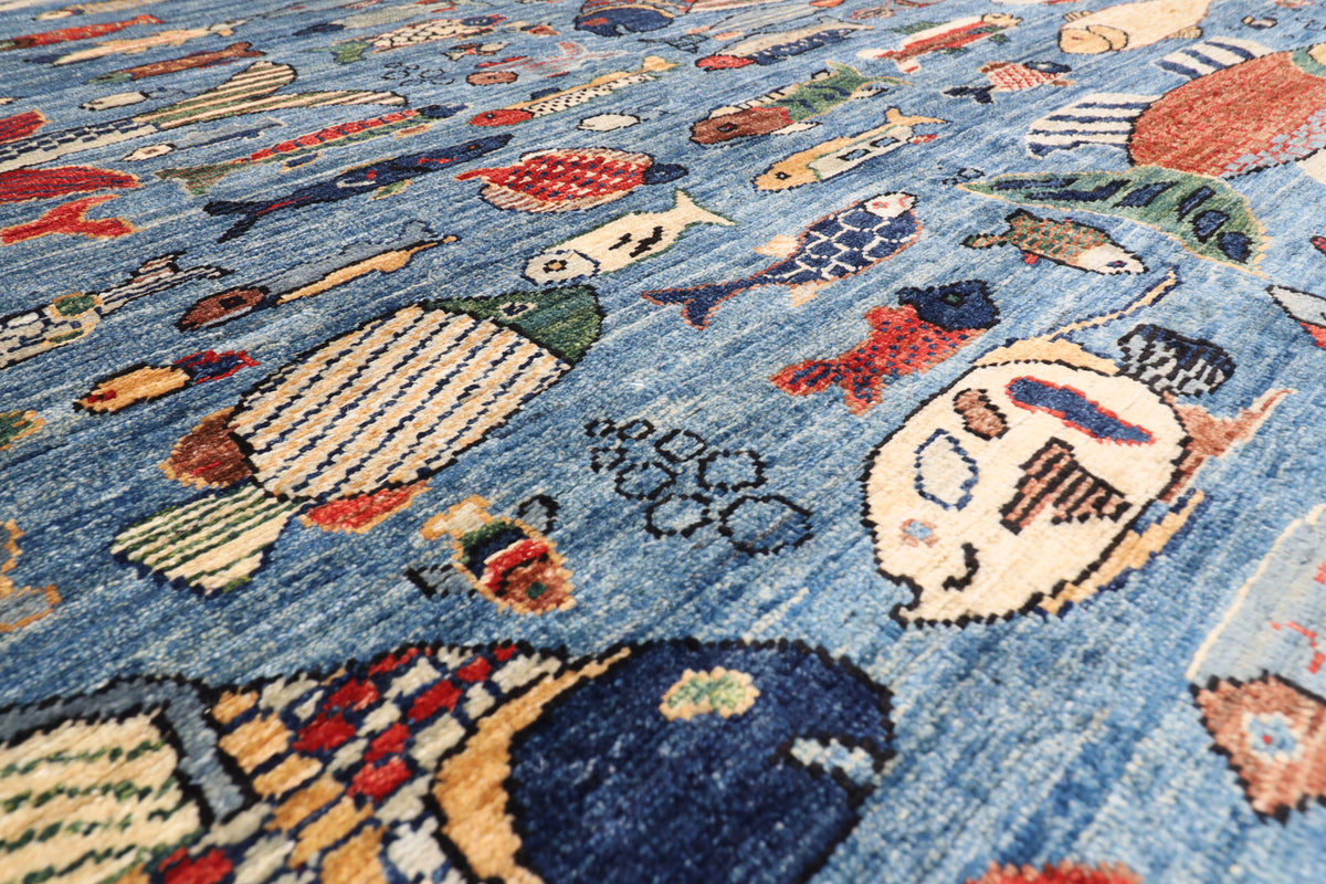 200 x 296 cm | 6'7 x 9'9 Ft Fish Afghan Carpet