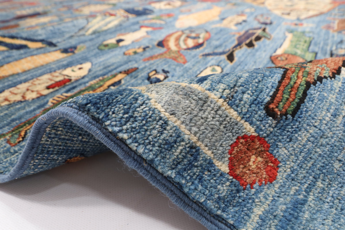 200 x 296 cm | 6'7 x 9'9 Ft Fish Afghan Carpet
