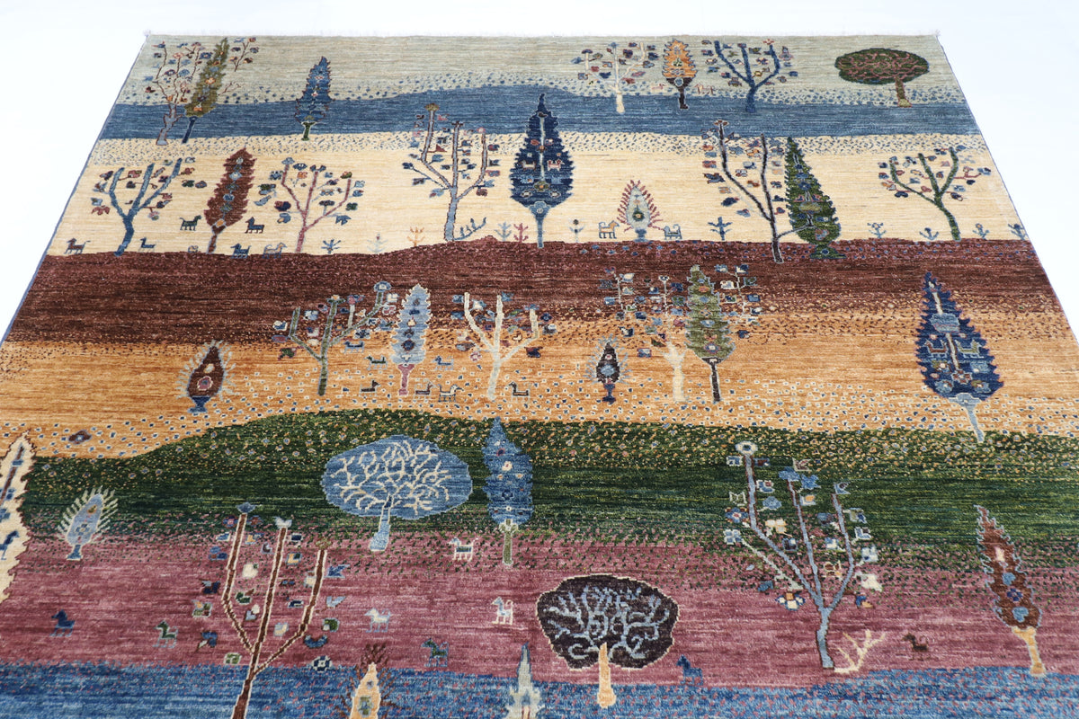 197 x 296 cm | 6'6 x 9'9 Ft Landscape Afghan Carpet